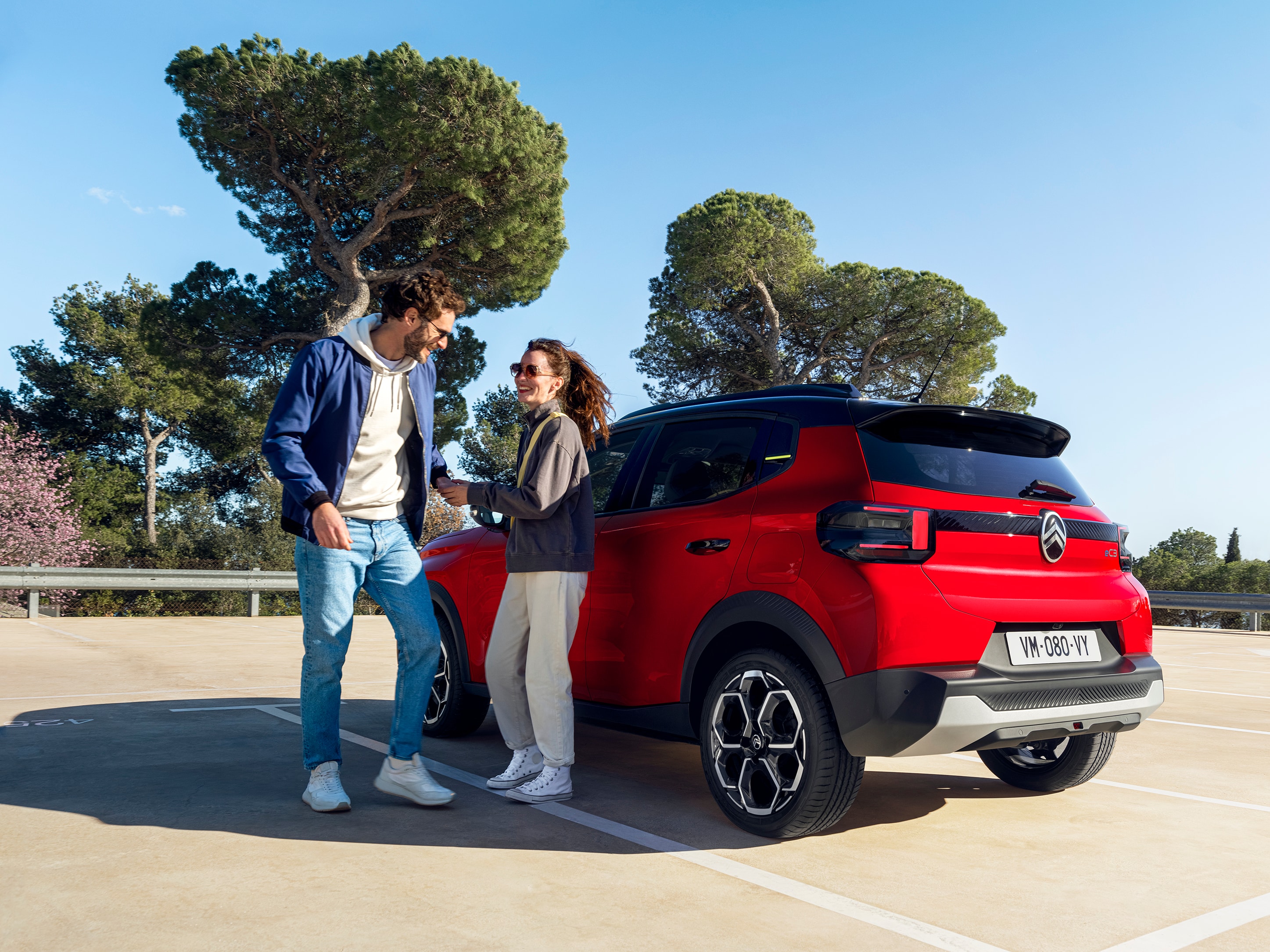 Rear three‑quarter view of Citroën C3 SUV highlighting modern styling for relaxed, affordable everyday urban mobility.
