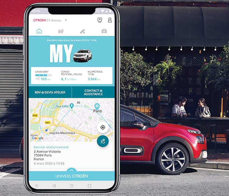 Mobile showing the My Citroën App