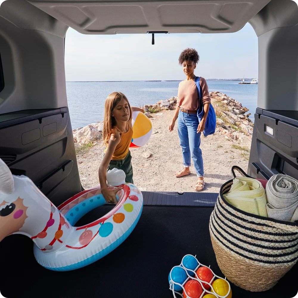 Rear interior view Berlingo highlighting spacious versatile layout with up to 7 seats, comfort and family flexibility