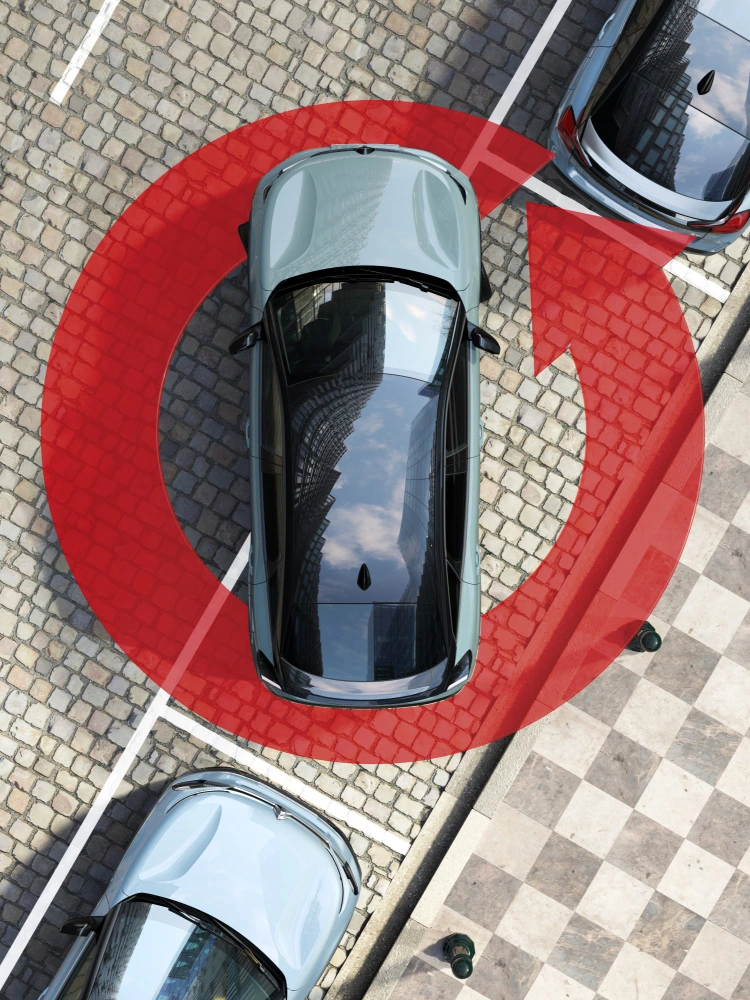 Top view ë-C4 highlighting Vision 360°, visibility, safety and technology for a premium serene manoeuvring experience