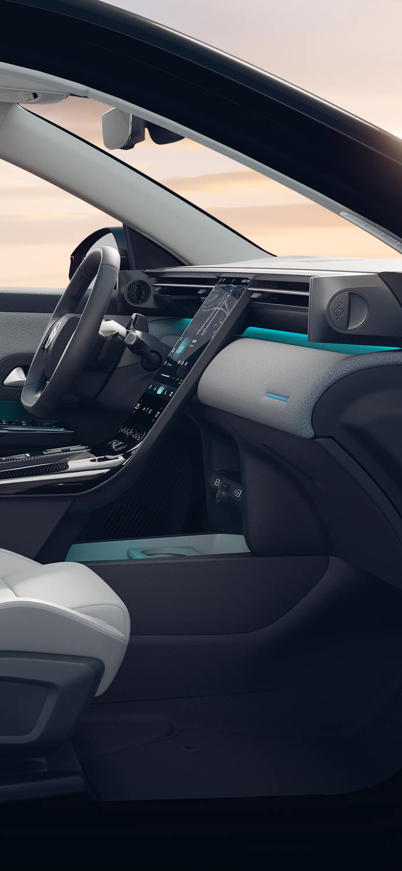 Interior view Citroën C5 Aircross Emeraude shows Citroën Advanced Comfort seats, spacious family SUV cabin