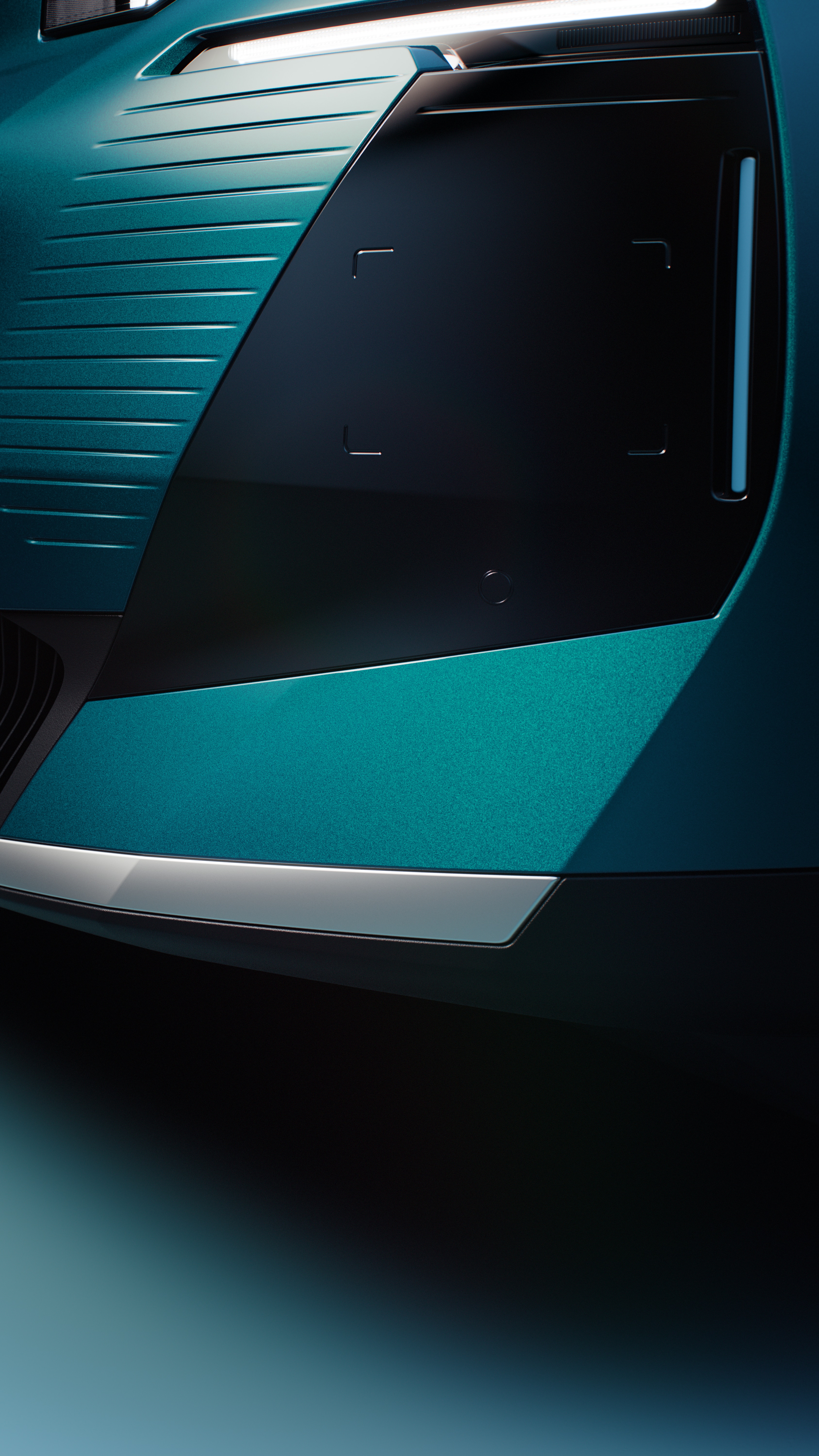 Detail front view Citroën C5 Aircross Emeraude shows C5 Aircross Emeraude specific color clips and front details, family SUV confident styling