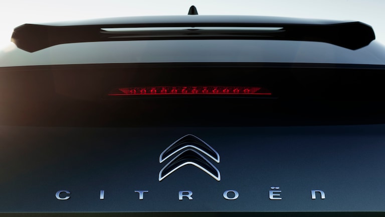 Citroen badge at the rear of vehicle